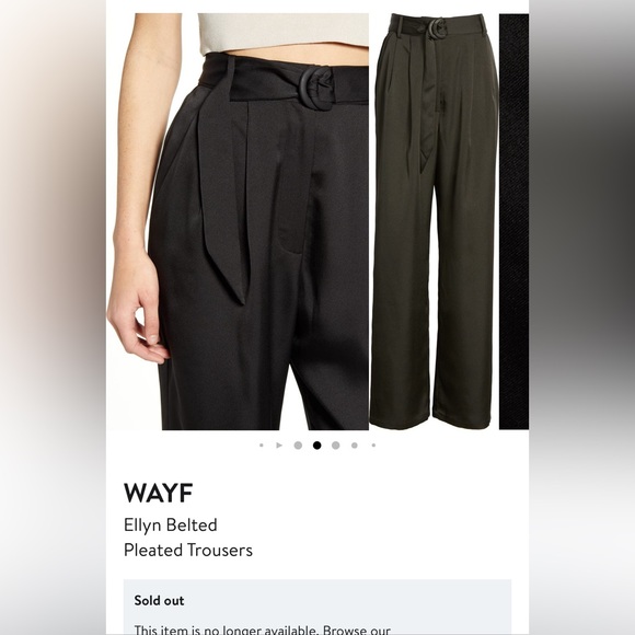 NWT - Size XL - WAYF - Ellyn, Black, Pleated Trouser - Picture 2 of 6